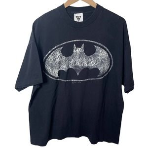 SSI Vintage DC Comics Batman Graphic Single Stitch Crew Neck T-Shirt Black, XL